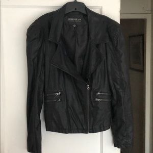 Faux leather blazer